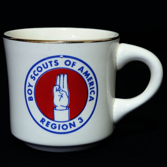 Boy Scouts of America VTG BSA Ceramic Mug Region 3 Three Finger Coffee Cup - Picture 1 of 6